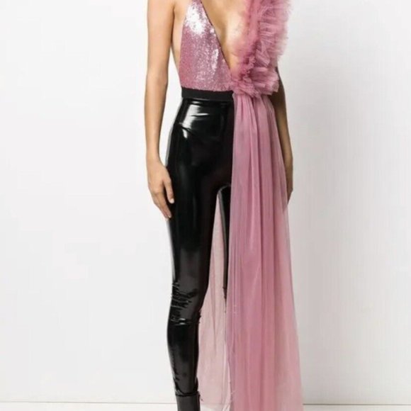 Alchemy ruffled-detail V-neck bodysuit pink - Picture 3 of 3